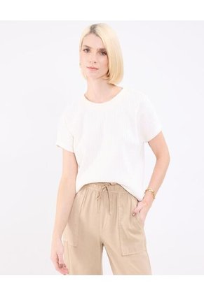 Camiseta Para Mujer Manga Corta Cuello Redondo Color Blanco Marca Patprimo #30093681