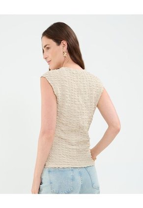 Camiseta Para Mujer Manga Corta Cuello Redondo Color Beige Marca Patprimo #30093777