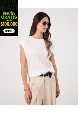 Camiseta Para Mujer Manga Corta Cuello Redondo Color Blanco Marca Patprimo #30093870 Patprimo