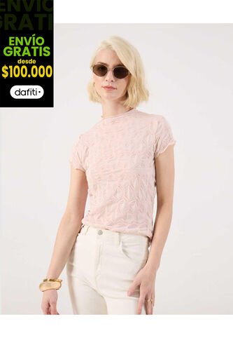 Camiseta Para Mujer Manga Corta Cuello Redondo Color Rosa Marca Patprimo #30093824 Patprimo