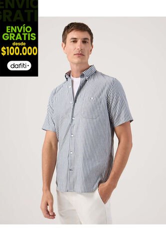 Camisa Para Hombre Manga Corta Con Bolsillo Cuello Button D Color Azul Marca Patprimo #44013171 Patprimo