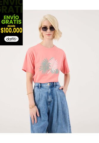 Camiseta Para Mujer Manga Corta Cuello Redondo Color Rosa Marca Patprimo #30093823 Patprimo