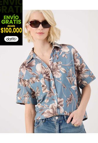 Camisa Para Mujer Manga Corta Color Azul Marca Patprimo #30010735 Patprimo