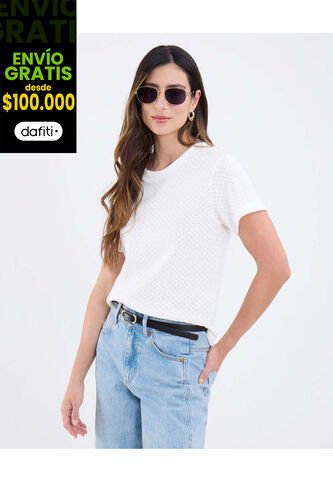 Camiseta Para Mujer Manga Sisa Cuello Redondo Color Blanco Marca Patprimo #30093816 Patprimo