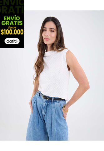 Camiseta Para Mujer Manga Sisa Cuello Redondo Color Blanco Marca Patprimo #30093789 Patprimo