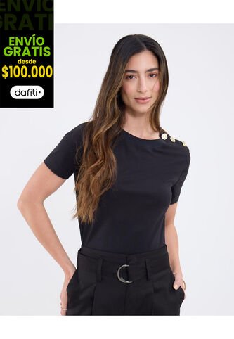 Camiseta Para Mujer Manga Corta Cuello Redondo Color Negro Marca Patprimo #30093776 Patprimo