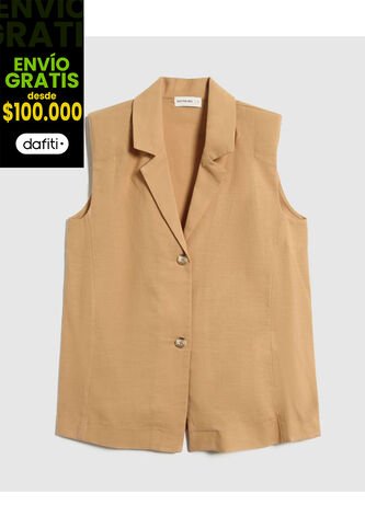 Chaleco Para Mujer Plano Color Café Marca Patprimo #30250045 Patprimo