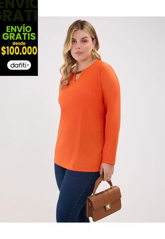 Camiseta Para Mujer Manga 3/4 Color Naranja Marca Patprimo #14091396 Patprimo