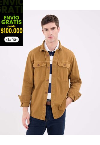 Camisa Para Hombre Sobrecamisa Manga Larga Color Café Marca Patprimo #44013114 Patprimo