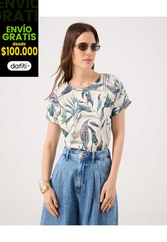 Blusa Para Mujer Manga Corta Color Crema Marca Patprimo #30123575 Patprimo