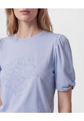 Camiseta Con Mangas Abullonadas   Para Mujer Azul Patprimo