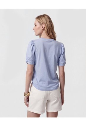 Camiseta Con Mangas Abullonadas   Para Mujer Azul Patprimo