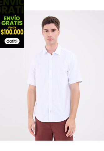 Camisa Para Hombre Manga Corta Sin Bolsillo Cuello Neru Color Blanco Marca Patprimo #44013139 Patprimo