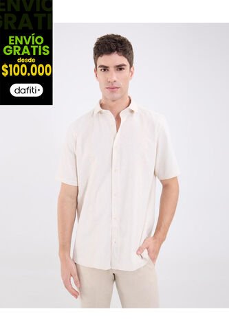 Camisa Guayabera Para Hombre Manga Corta Sin Bolsillo Color Crema Marca Patprimo #44030399 Patprimo