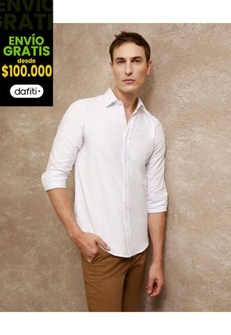 Camisa Para Hombre Manga Larga Con Bolsillo Cuello Casual M Color Blanco Marca Patprimo #44013140 Patprimo