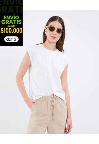 Camiseta Para Mujer Manga Sisa Cuello Redondo Color Blanco Marca Patprimo #30093796 Patprimo