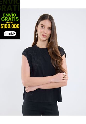 Camiseta Para Mujer Manga Sisa Cuello Redondo Color Negro Marca Patprimo #30093796 Patprimo