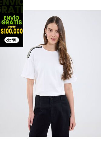 Camiseta Para Mujer Manga Corta Cuello Redondo Color Blanco Marca Patprimo #30093791 Patprimo