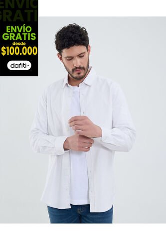 Camisa Para Hombre Manga Larga Sin Bolsillo Cuello Casual M Color Blanco Marca Patprimo #44013165 Patprimo