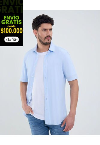 Camisa Para Hombre Manga Corta Con Bolsillo Cuello Formal C Color Azul Marca Patprimo #44013151 Patprimo