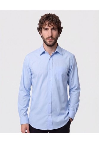 Camisa Manga Larga Con Bolsillo Antiarrugas  Para Hombre Azul Patprimo Patprimo