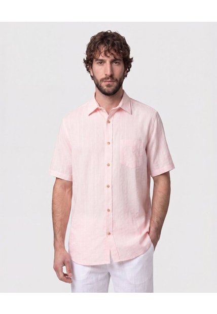 Camisa Manga Corta Texturizada   Para Hombre Rosa Patprimo