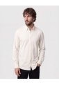 Camisa Unicolor Con Cuello De Botón   Para Hombre Crema Patprimo de Patprimo