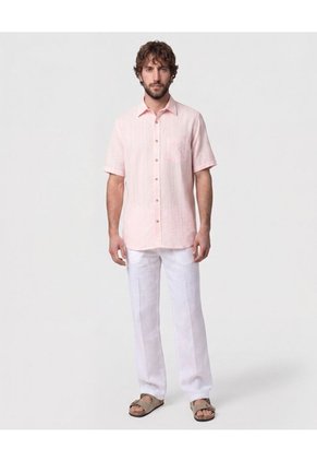 Camisa Manga Corta Texturizada Para Hombre Rosa Patprimo