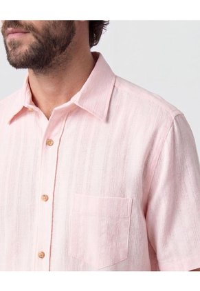 Camisa Manga Corta Texturizada Para Hombre Rosa Patprimo