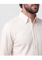 Camisa Unicolor Con Cuello De Botón   Para Hombre Crema Patprimo de Patprimo