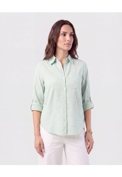 Camisa Texturizada Con Manga Larga Para Mujer  Para Mujer Negro Patprimo