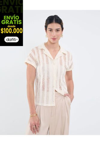 Camisa Para Mujer Manga Corta Color Crema Marca Patprimo #30010706 Patprimo