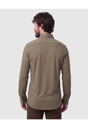 Camisa Unicolor Con Cuello De Botón   Para Hombre Verde Patprimo