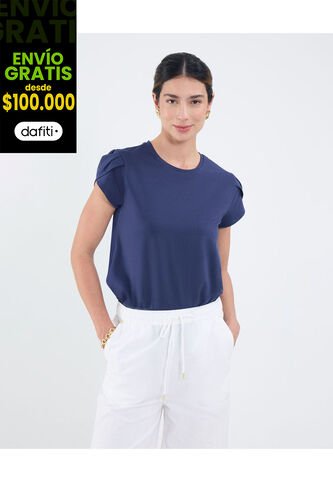 Camiseta Para Mujer Manga Corta Cuello Redondo Color Azul Marca Patprimo #30093784 Patprimo