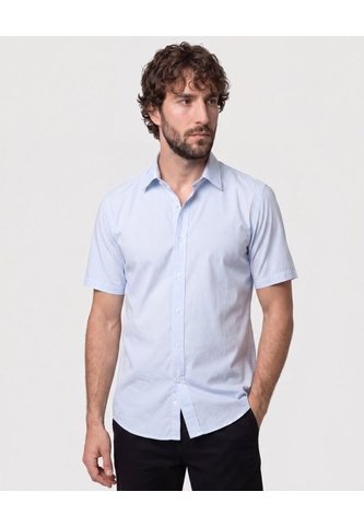 Camisa Manga Corta Con Microtextura   Para Hombre Azul Patprimo Patprimo
