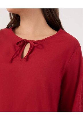 Blusa Bordada Con Cordon   Para Mujer Rojo Patprimo
