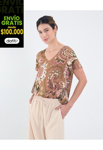 Blusa Para Mujer Manga Corta Color Café Marca Patprimo #30123546 Patprimo