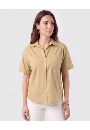 Camisa Corta Doble Bolsillo Mujer Para Mujer Negro Patprimo