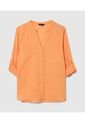 Blusa  Manga Larga Con Bolsillo Unicolor  Para Mujer Naranja Patprimo de Patprimo
