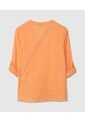 Blusa  Manga Larga Con Bolsillo Unicolor  Para Mujer Naranja Patprimo de Patprimo