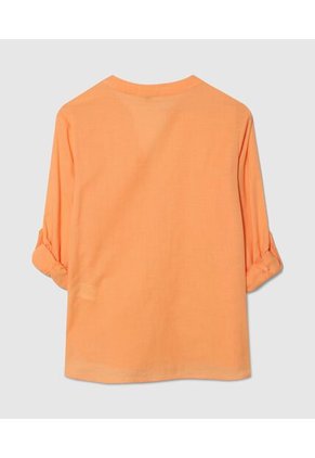 Blusa  Manga Larga Con Bolsillo Unicolor  Para Mujer Naranja Patprimo