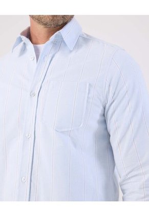 Camisa Para Hombre Manga Larga Con Bolsillo Cuello Casual M Color Azul Marca Patprimo #44017218