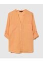 Blusa  Manga Larga Con Bolsillo Unicolor  Para Mujer Naranja Patprimo de Patprimo