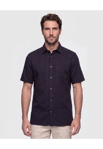 Camisa Manga Corta Texturizada Para Hombre  Para Hombre Negro Patprimo Patprimo