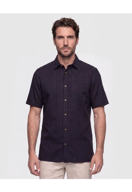 Camisa Manga Corta Texturizada Para Hombre  Para Hombre Negro Patprimo