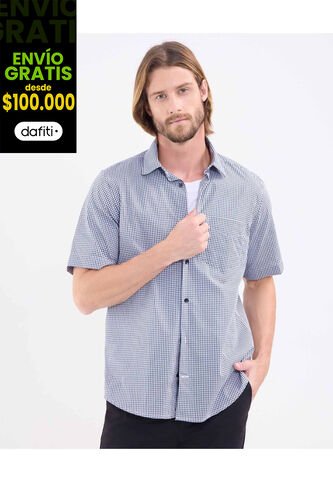 Camisa Para Hombre Manga Corta Con Bolsillo Cuello Formal C Color Azul Marca Patprimo #44013149 Patprimo