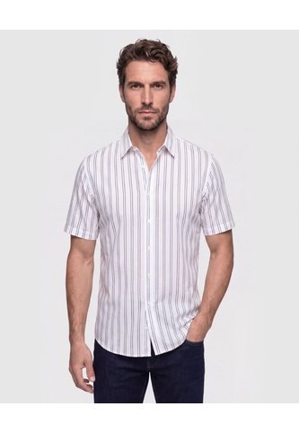 Camisa Manga Corta A Rayas Para Hombre  Para Hombre Negro Patprimo Patprimo