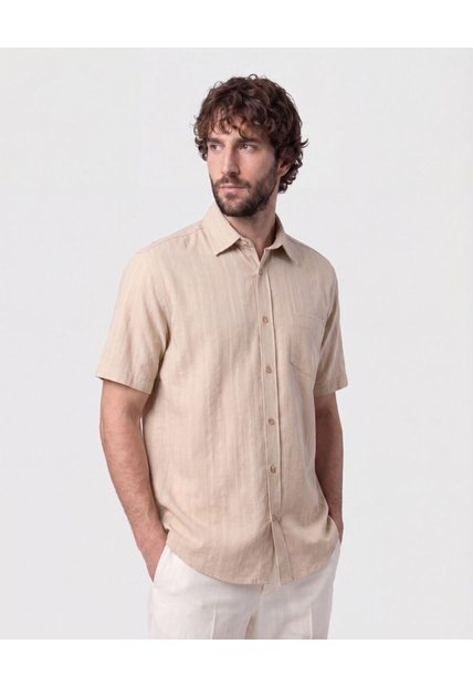 Camisa Manga Corta Texturizada   Para Hombre Café Patprimo