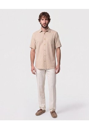 Camisa Manga Corta Texturizada Para Hombre Café Patprimo