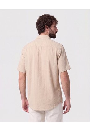 Camisa Manga Corta Texturizada Para Hombre Café Patprimo